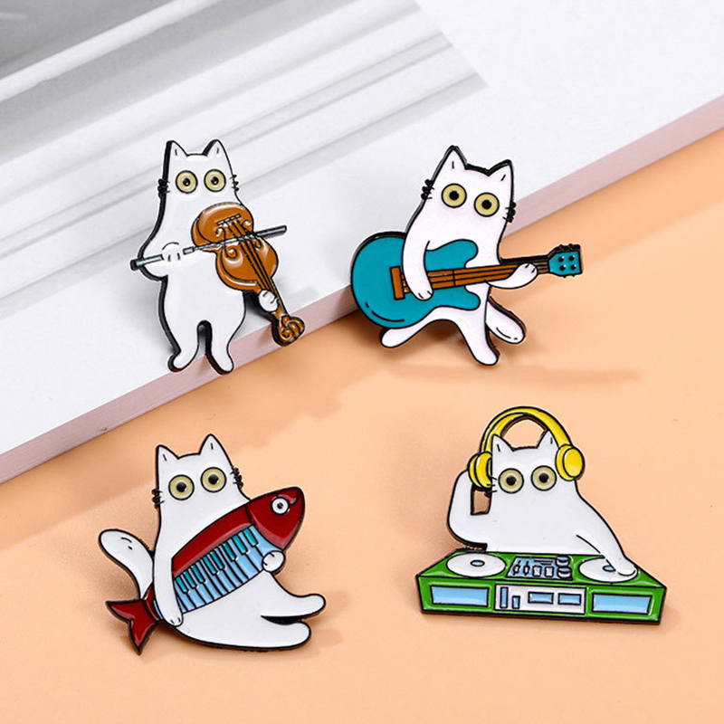 Cute Music Cat Enamel Brooch G - Musical Instrument Jewelry review and price