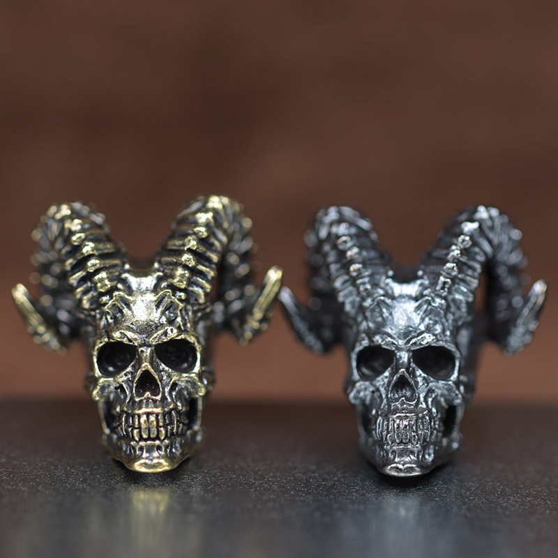 Goat Horn Skull Head Brass Kni - Musical Instrument Jewelry review and price