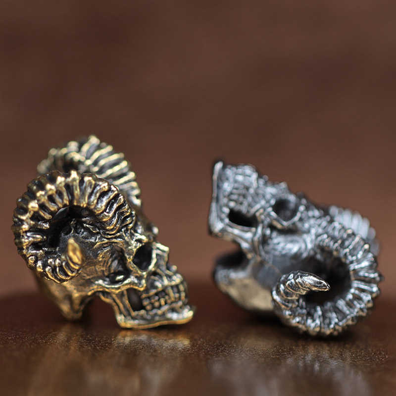 Goat Horn Skull Head Brass Kni - Musical Instrument Jewelry review and price