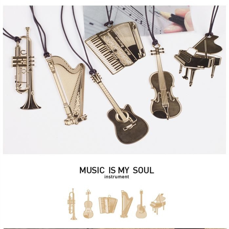 6pcs Music Metal Bookmark Gold - Musical Instrument Veena review and price