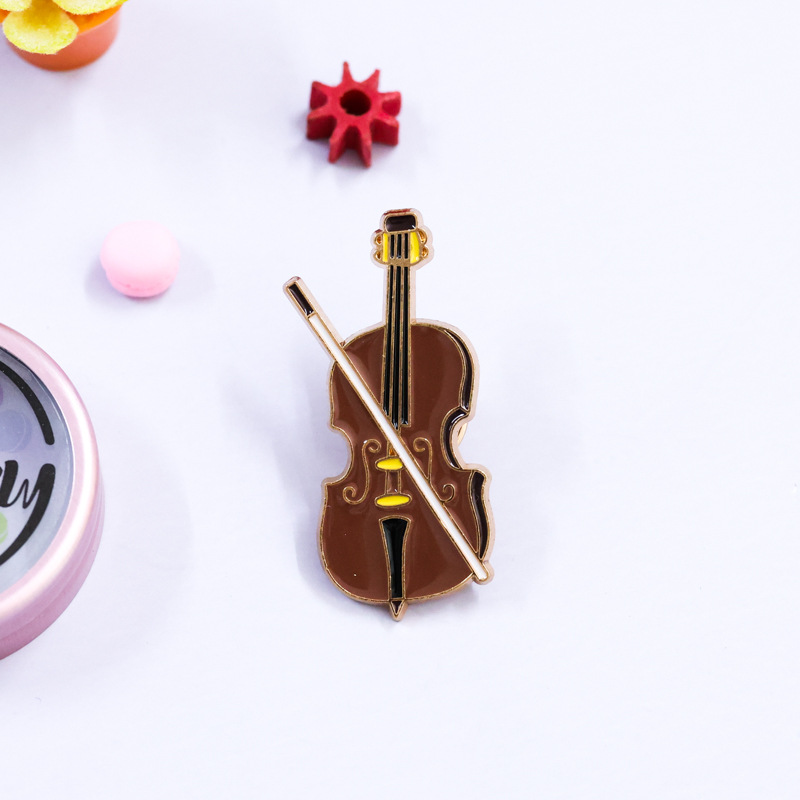 Cartoon Violin Enamel Pin Badg - Musical Instrument Veena review and price
